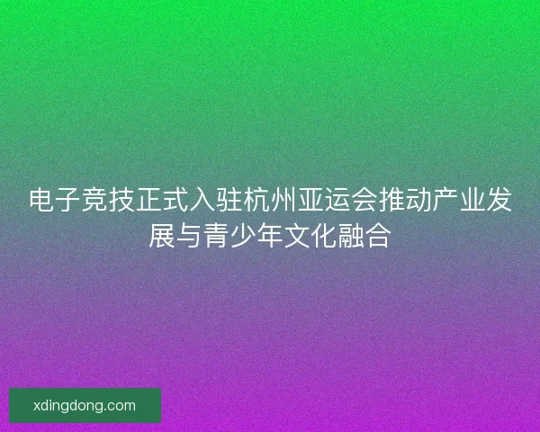 电子竞技正式入驻杭州亚运会推动产业发展与青少年文化融合